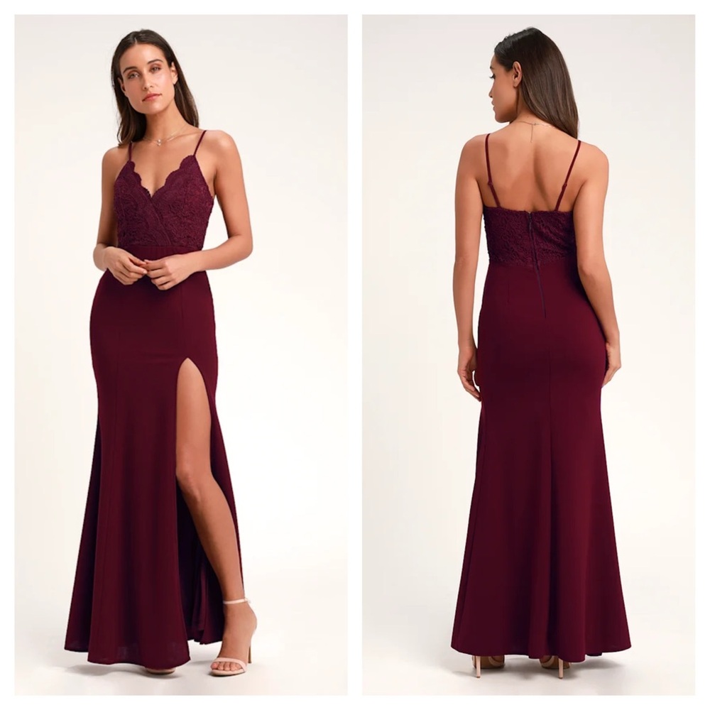 Leandra Burgundy Lace Maxi Dress
Lulus
